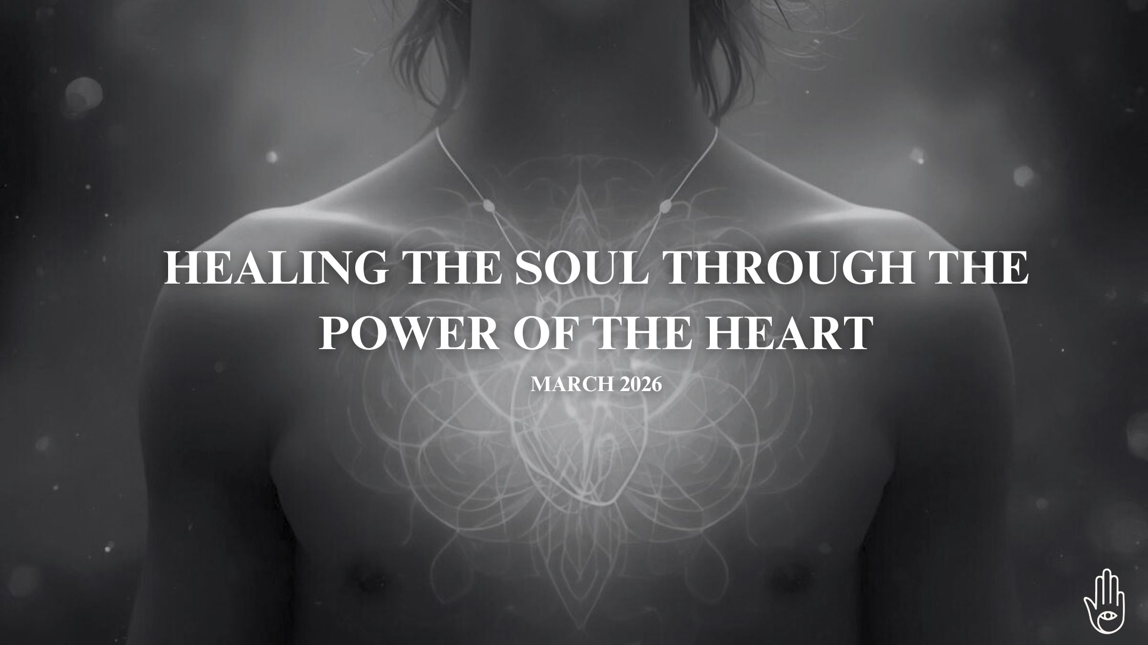 Image of heart chakra, with text that reads "healing the soul through the power of the heart"